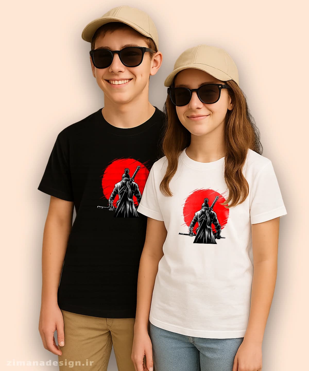 تیشرت بچگانه مدل One-armed Wolf red sun 2
