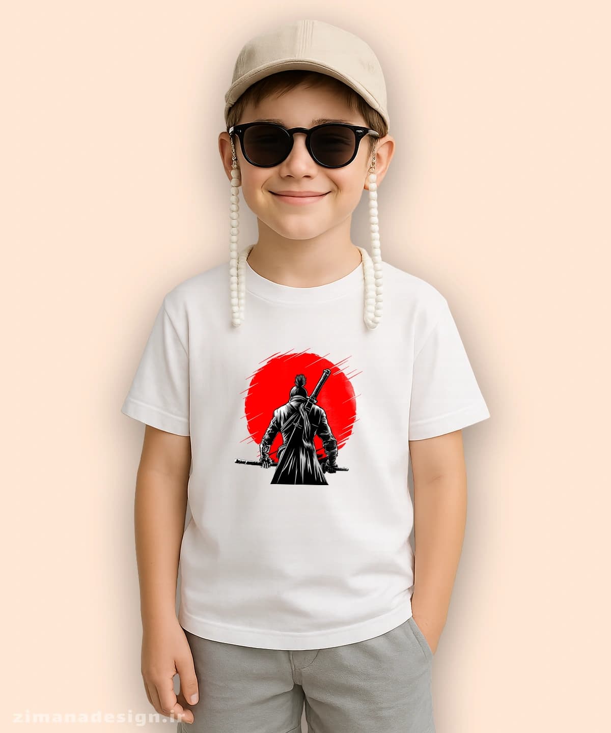 تیشرت بچگانه مدل One-armed Wolf red sun 2 — تصویر ۳