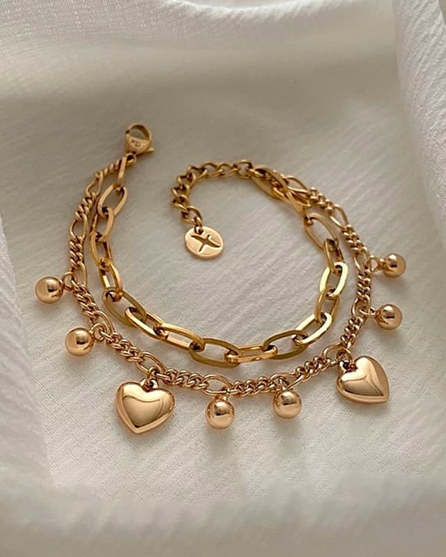 دستبند آویزدار قلب و گوی ژوپینگ