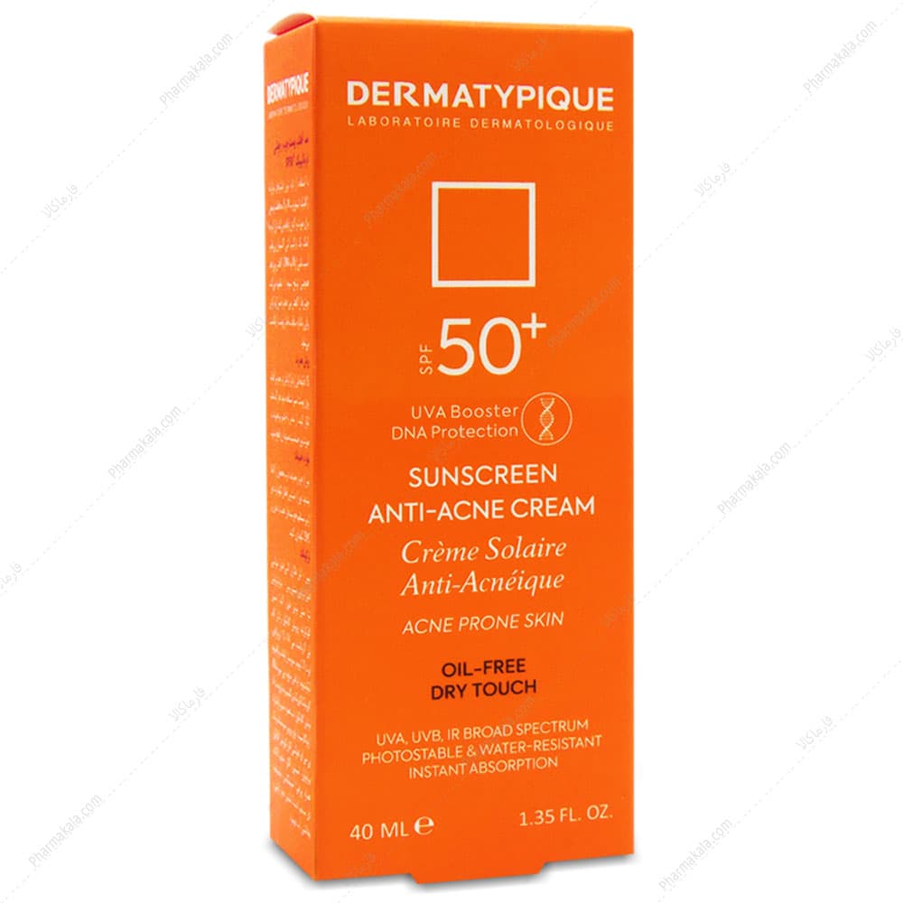 کرم ضد آفتاب پوست چرب و جوشی SPF50 بی رنگ درماتیپیک 40ml