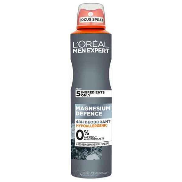 اسپری ضد تعریق مردانه لورال Loreal مدل منیزیم دیفنس Magnesium Defence حجم 250 میل | ضد حساسیت، فاقد الکل و آلومینیوم