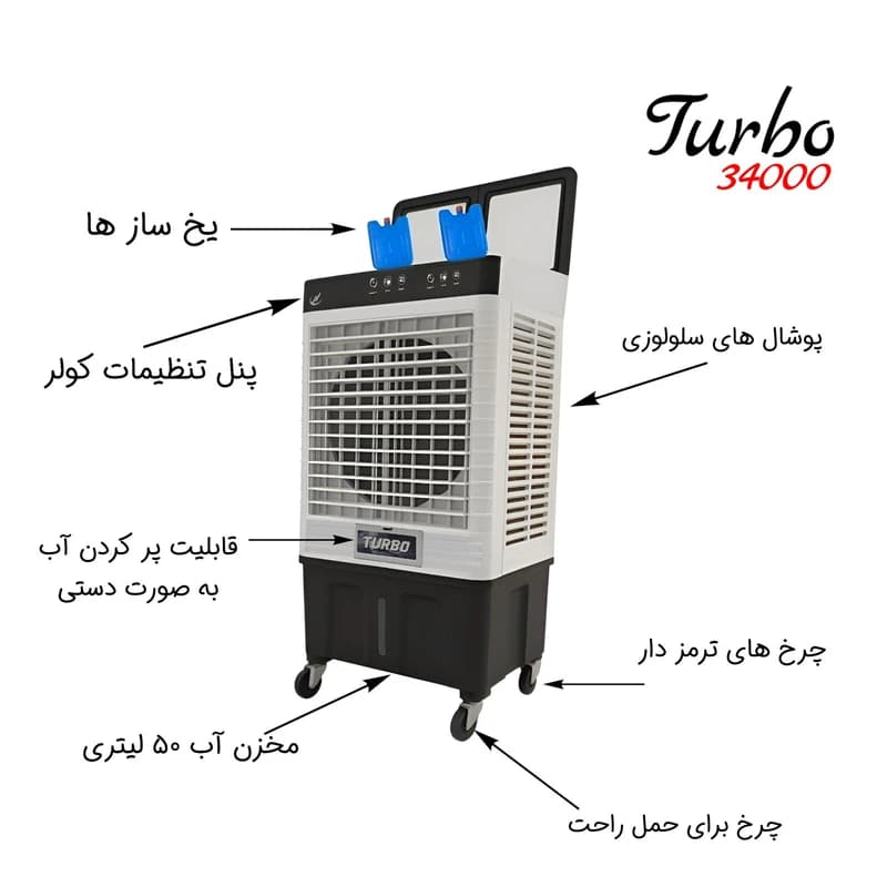 کولر آبی سلولزی 3500 توربو مدل HLG 34000 — تصویر ۳
