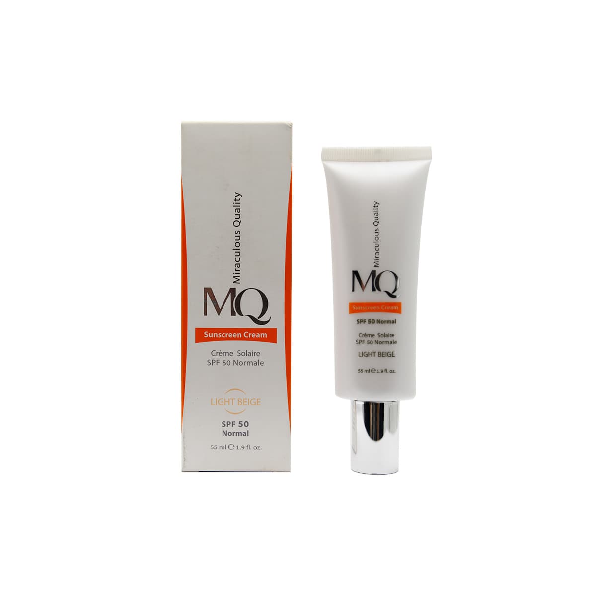 کرم ضد آفتاب SPF50 نرمال بی رنگ ام کیو 55ml — تصویر ۲