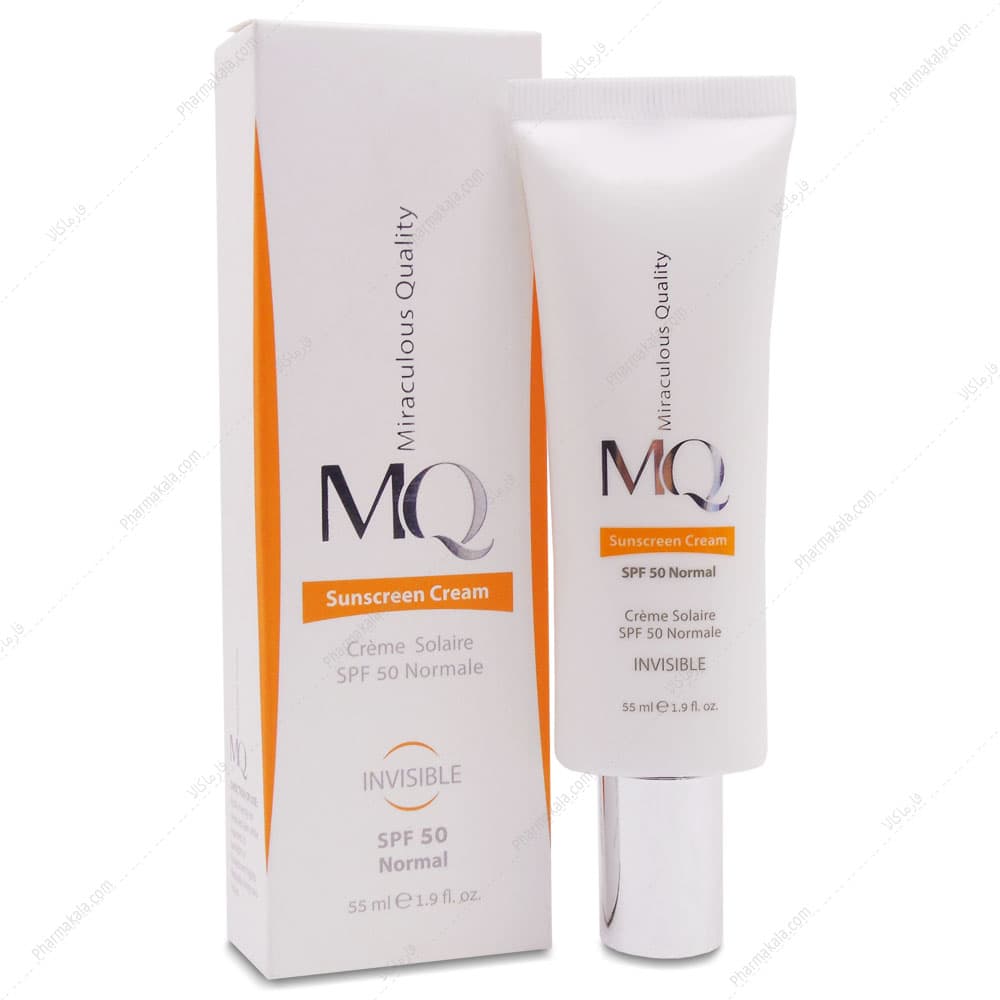 کرم ضد آفتاب SPF50 نرمال بی رنگ ام کیو 55ml