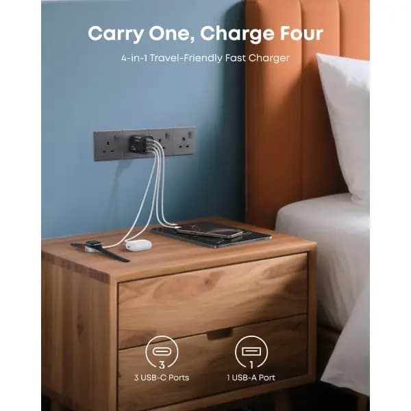 شارژر دیواری تاشو 4 پورت 70 وات فوق سریع انکر مدل Anker Zolo Charger A121C — تصویر ۷