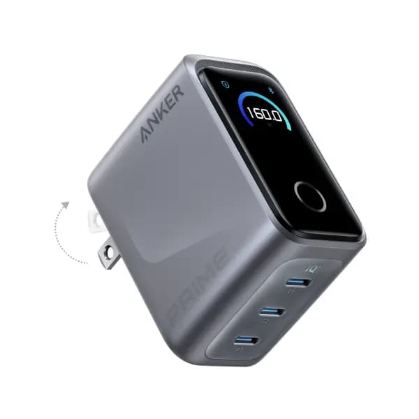 شارژر دیواری 160 وات 3 پورت با نمایشگر هوشمند انکر مدل Anker Prime Charger A2687