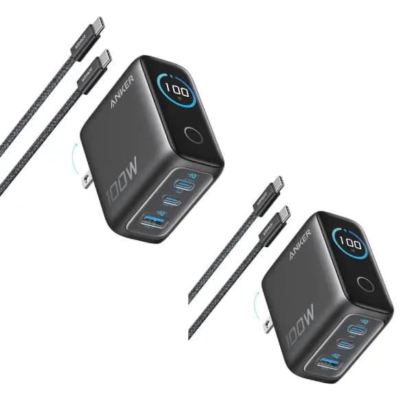شارژر انکر 100 وات 3 پورت با نمایشگر هوشمند و کابل USB-C انکر مدل Anker B121B