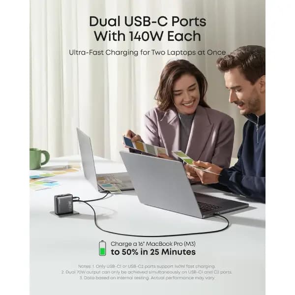 شارژر 140 وات 4 پورت به همراه کابل USB-C انکر مدل Anker Charger PD 3.1 B2697 — تصویر ۵