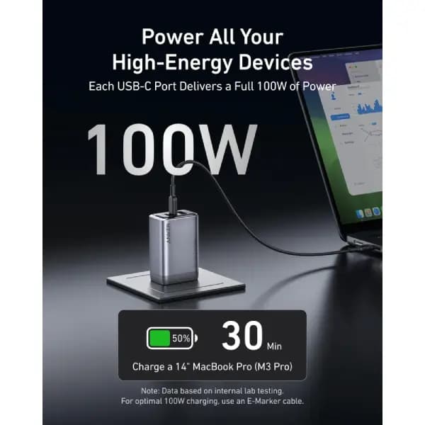 شارژر 100 وات 3 پورت انکر مدل Anker Prime Charger GaN A2688 — تصویر ۴