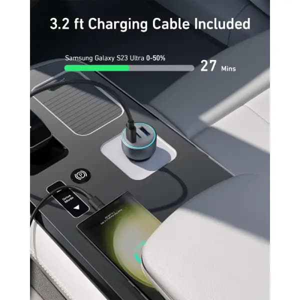 شارژر فندکی 67 وات به همراه کابل USB-C انکر مدل Anker 335 Car Charger B2736 — تصویر ۵