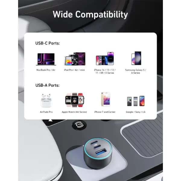 شارژر فندکی 67 وات به همراه کابل USB-C انکر مدل Anker 335 Car Charger B2736 — تصویر ۴