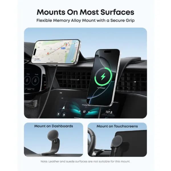 هولدر و شارژر بیسیم مغناطیسی خودرو انکر مدل Anker Nano Wireless Car Charger A2216 — تصویر ۳