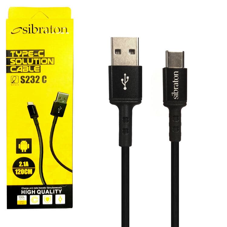 کابل شارژر USB به USB-C سیبراتون مدل S232 C طول 1.2 متر