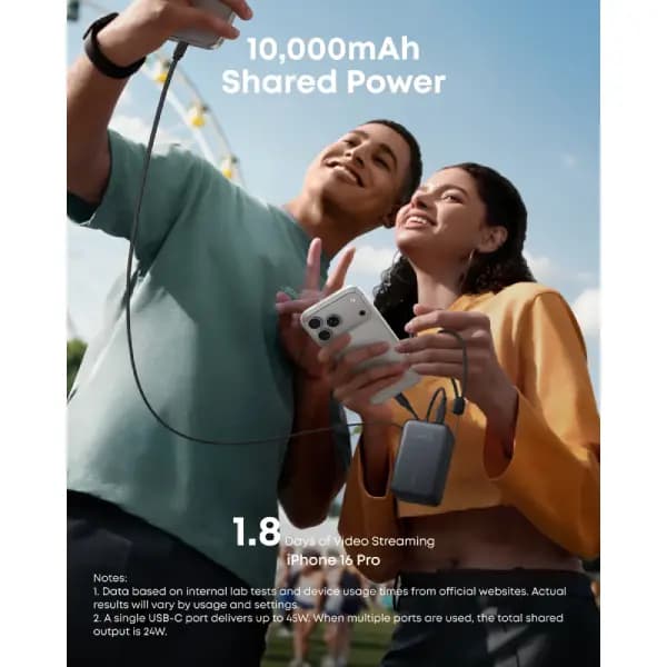 پاوربانک 10000 هزار 45 وات همراه کابل USB-C جمع‌شونده انکر مدل Anker Nano — تصویر ۶