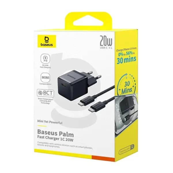 شارژر دیواری سریع 20 وات با کابل 1 متری بیسوس مدل Baseus Palm Suit 20W — تصویر ۸