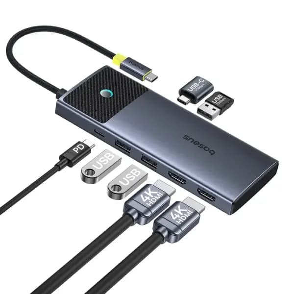 هاب چندمنظوره ۷ پورت بیسوس مدل Baseus Metal Gleam Series II 7-Port Hub Mac Dual Display
