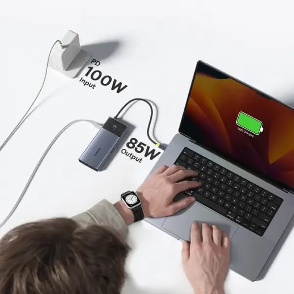هاب چندمنظوره ۷ پورت بیسوس مدل Baseus Metal Gleam Series II 7-Port Hub Mac Dual Display — تصویر ۸