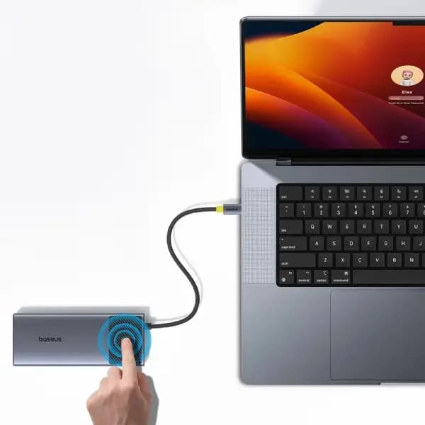 هاب چندمنظوره ۷ پورت بیسوس مدل Baseus Metal Gleam Series II 7-Port Hub Mac Dual Display — تصویر ۷