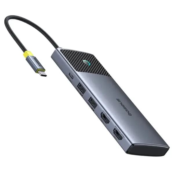 هاب چندمنظوره ۷ پورت بیسوس مدل Baseus Metal Gleam Series II 7-Port Hub Mac Dual Display — تصویر ۴