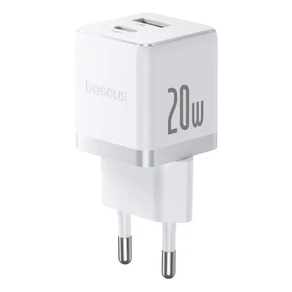 شارژر دیواری سریع بیسوس مدل Baseus Palm Fast Charger Type-C + USB-A 20W EU