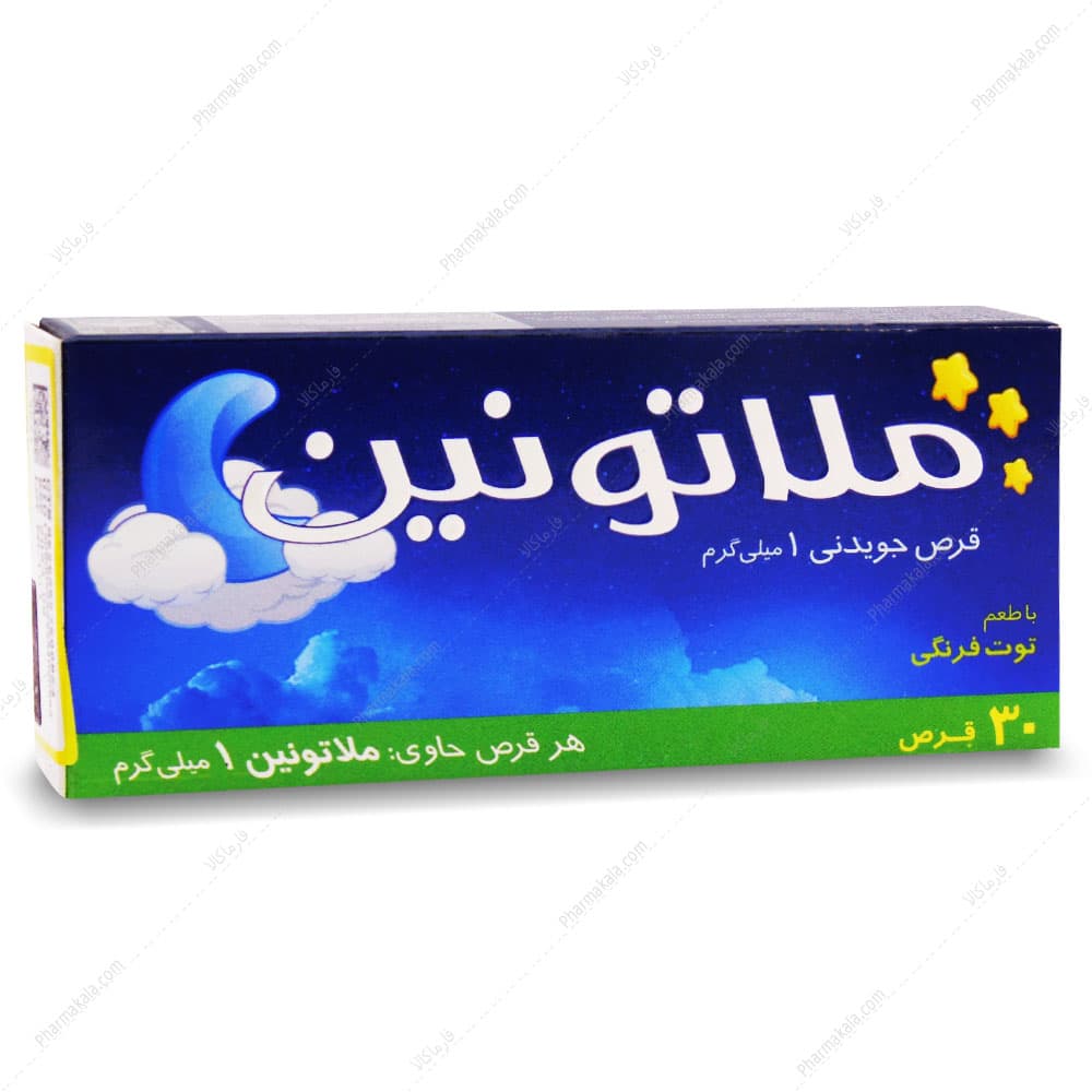 قرص جویدنی ملاتونین Melatonin 1 mg توت فرنگی سپید طب نیا 30 عددی