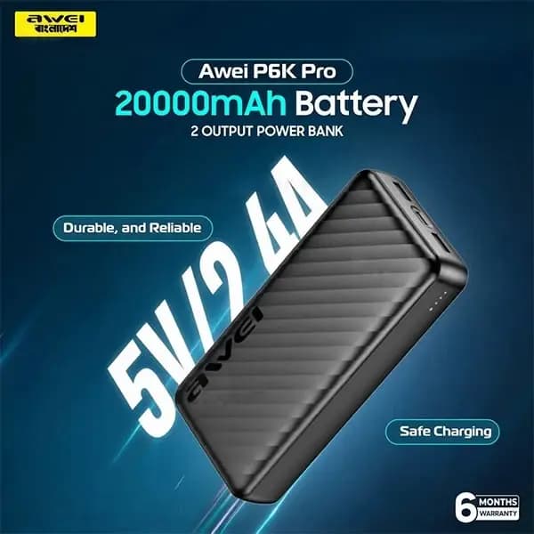 پاوربانک 20000 هزار 12 وات اوی مدل Awei P6K Pro — تصویر ۴