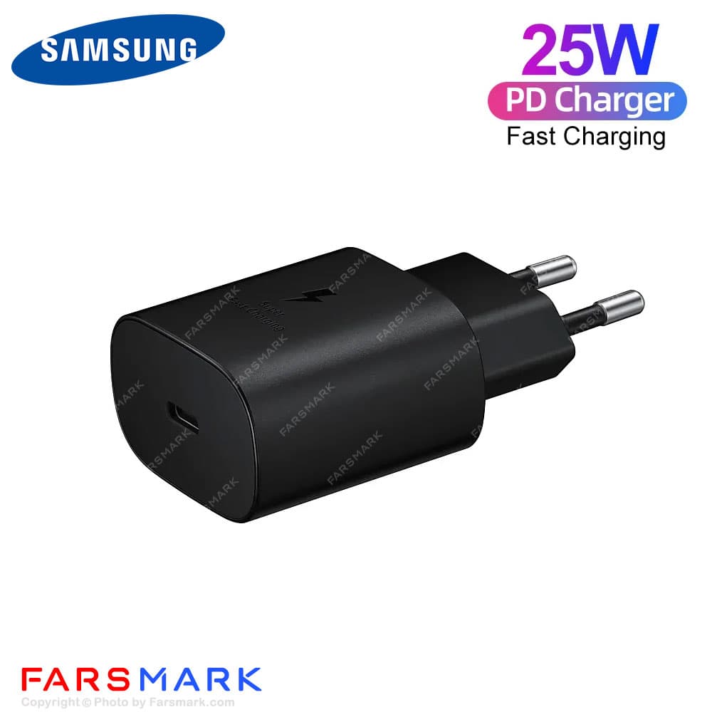 سوپر فست شارژر 25 وات اصلی سامسونگ Samsung Galaxy M07 به همراه کابل دو سر Type-C مدل EP-TA800 — تصویر ۳