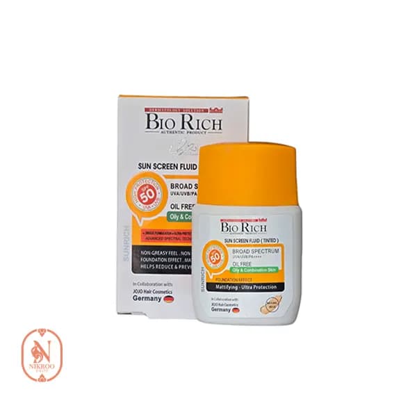 کرم ضد آفتاب رنگی بایوریچ مناسب پوست چرب و مستعد آکنه SPF50