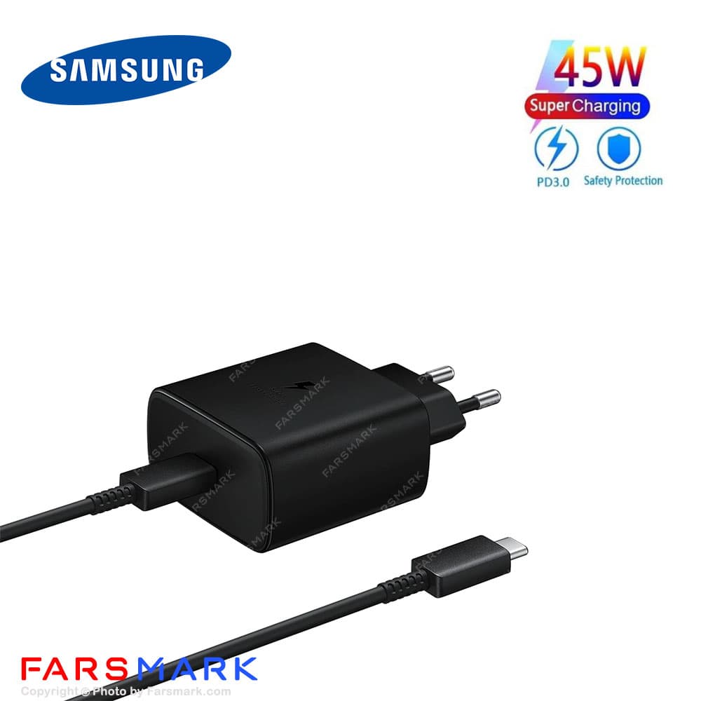 سوپر فست شارژر 45 وات اصلی سامسونگ Samsung Galaxy M47 به همراه کابل دو سر Type-C مدل EP-TA845 — تصویر ۵