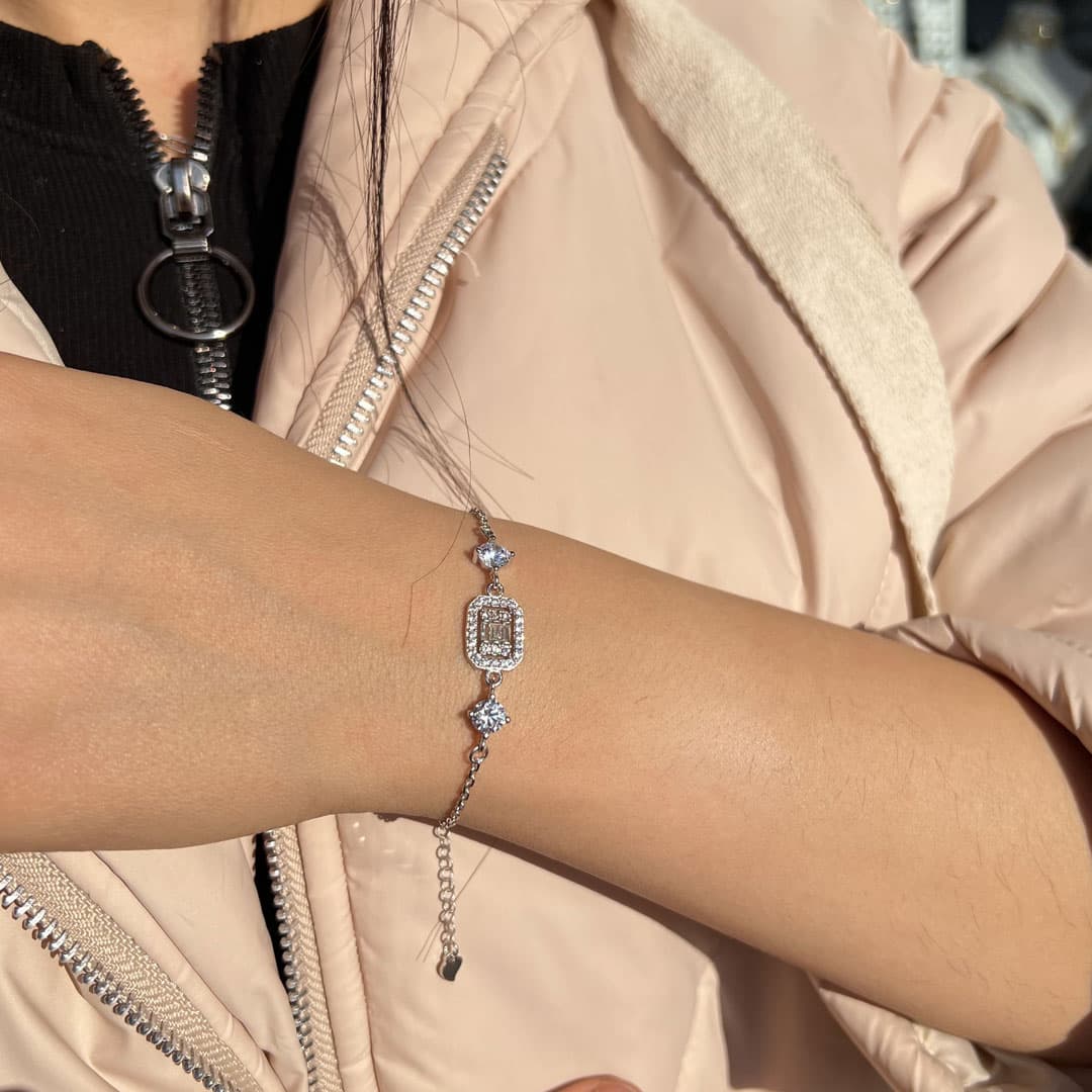 دستبند نقره طرح جواهر ظریف 13 — تصویر ۵