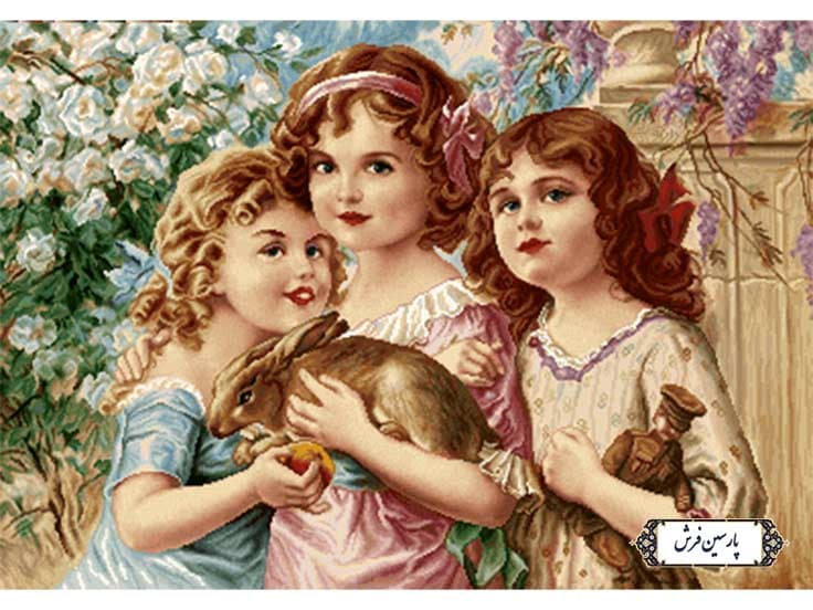 نخ و نقشه تابلو فرش طرح سه کودک زیبا – کد NC6359