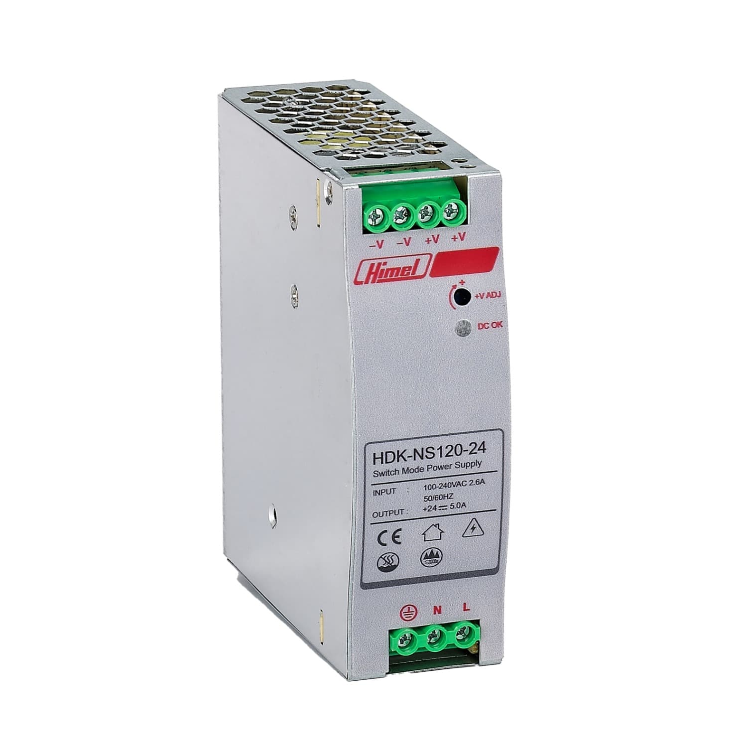 منبع تغذیه سوئیچینگ ریلی 24 ولت 5 آمپر 120 وات HIMEL مدل HDKNS12024