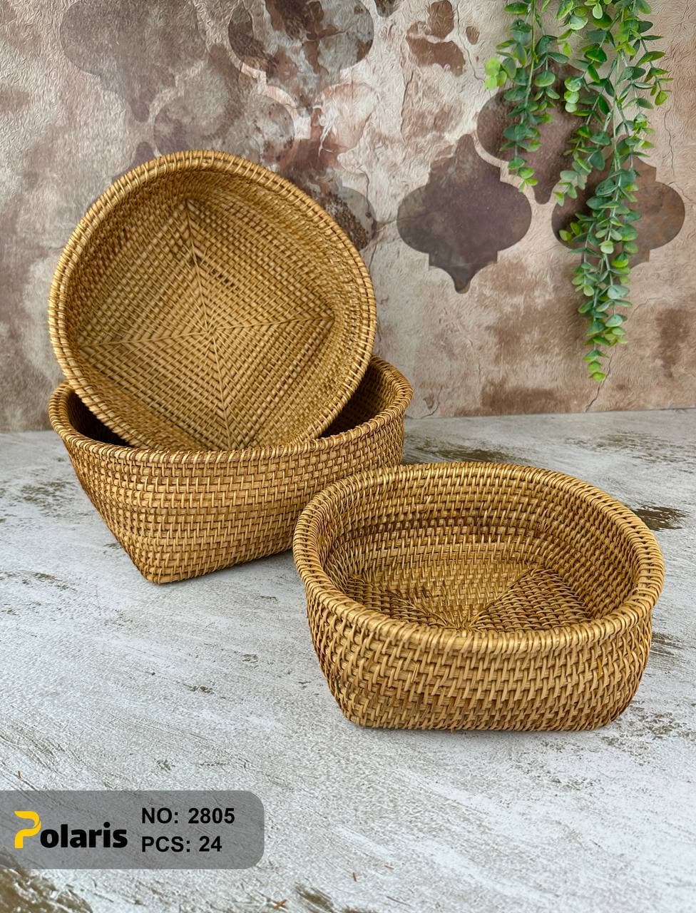 سبد 3 تایی گرد حصیری پلاریس