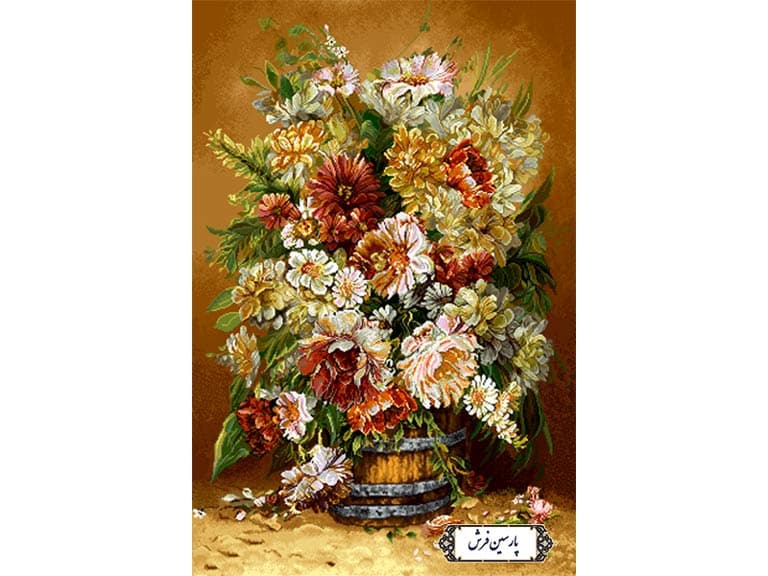 نخ و نقشه تابلو فرش طرح گل های داودی و رز – کد NG1467