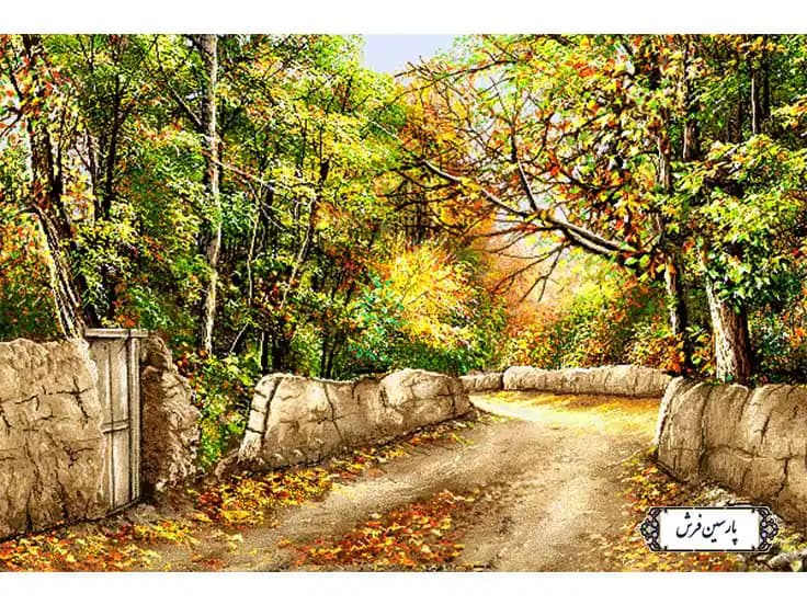 نخ و نقشه تابلو فرش منظره کوچه باغ پاییزی – کد NV783