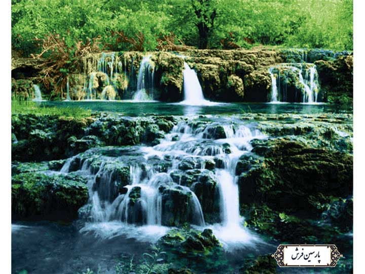 نخ و نقشه تابلو فرش منظره رود و آبشار – کد NV779