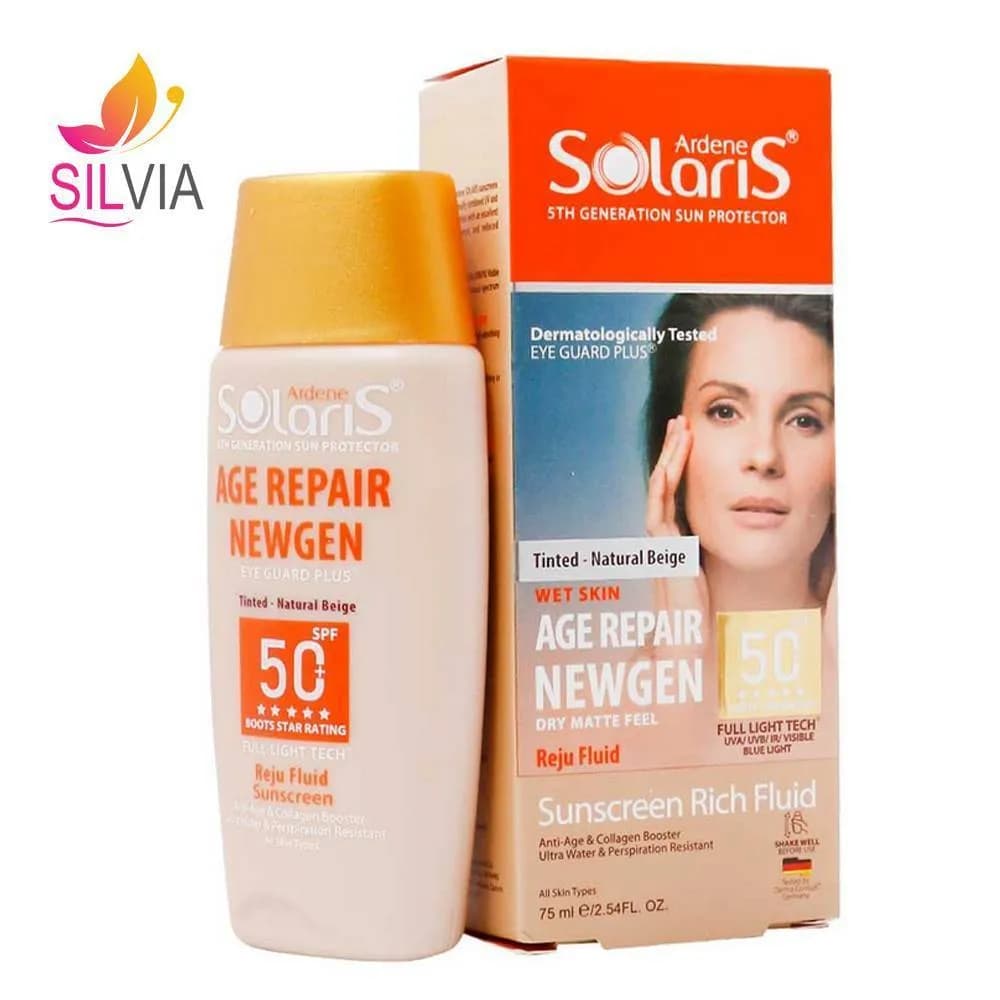 فلوئید ضد آفتاب ضد چروک رنگی بژ طبیعی SPF50 سولاریس آردن 75 میل — تصویر ۲