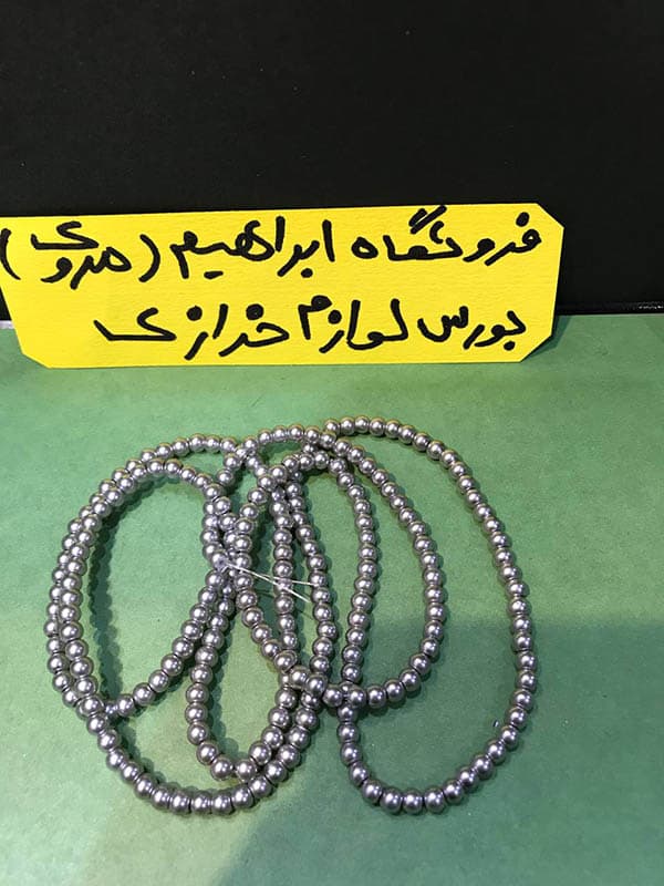 مروارید سنگی سایز ۴ نقره ای تیره