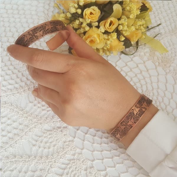 دستبند مسی زنانه نقش رُخ کد JW119 — تصویر ۵