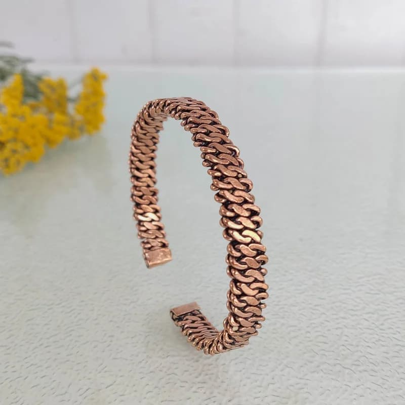 دستبند مسی بافت گره ساده کد JW672 — تصویر ۲
