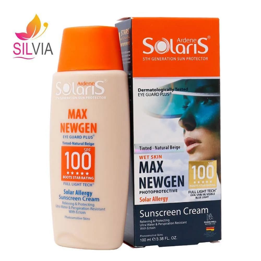 کرم ضد آفتاب پوست حساس به نور رنگی بژ طبیعی SPF100 سولاریس آردن 100 میل — تصویر ۳