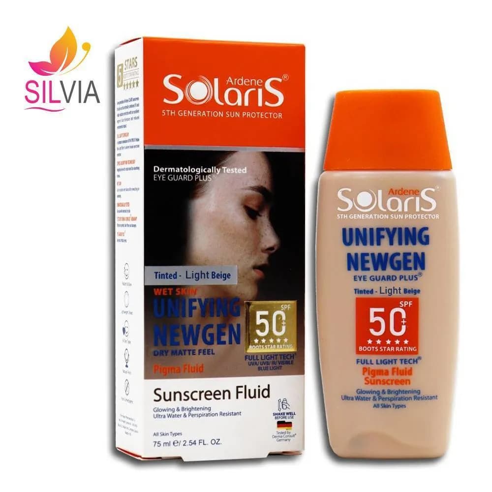 فلوئید ضد آفتاب روشن کننده پوست رنگی بژ روشن SPF50 سولاریس آردن 75 میل — تصویر ۲