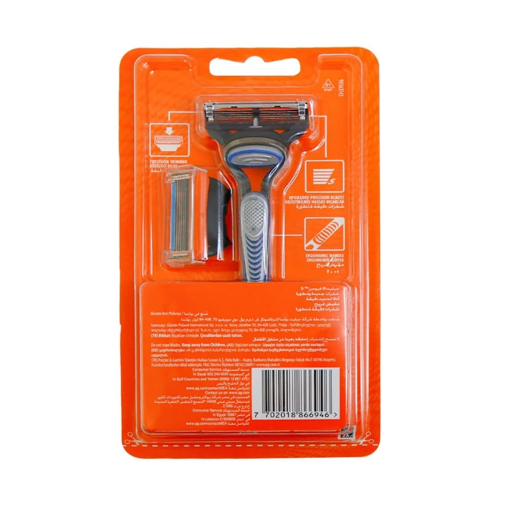 خود تراش ژیلت فیوژن 5 اصل آلمان Gillette Fusion 5 دو یدک — تصویر ۳