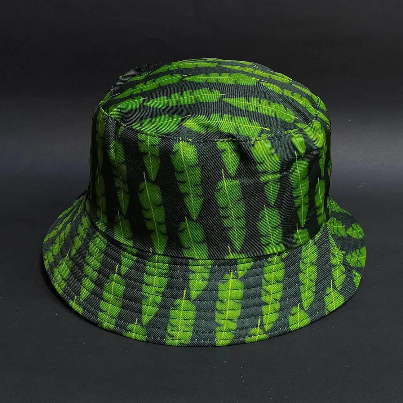 کلاه باکت توریستی کتان طرح برگ | کلاه Bucket Hat سبک طبیعتگردی با طراحی دو رو