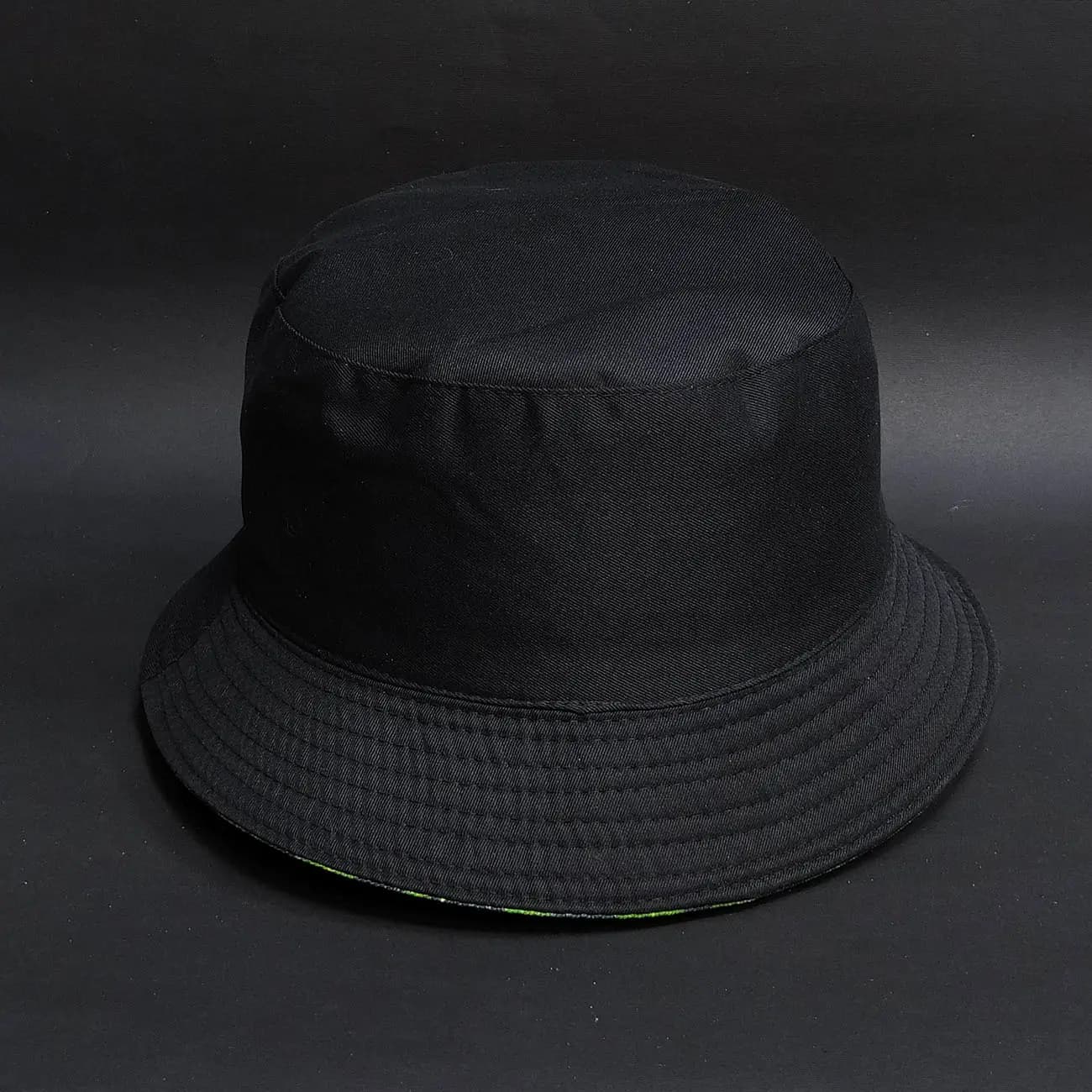 کلاه باکت توریستی کتان طرح برگ | کلاه Bucket Hat سبک طبیعت‌گردی با طراحی دو رو — تصویر ۲