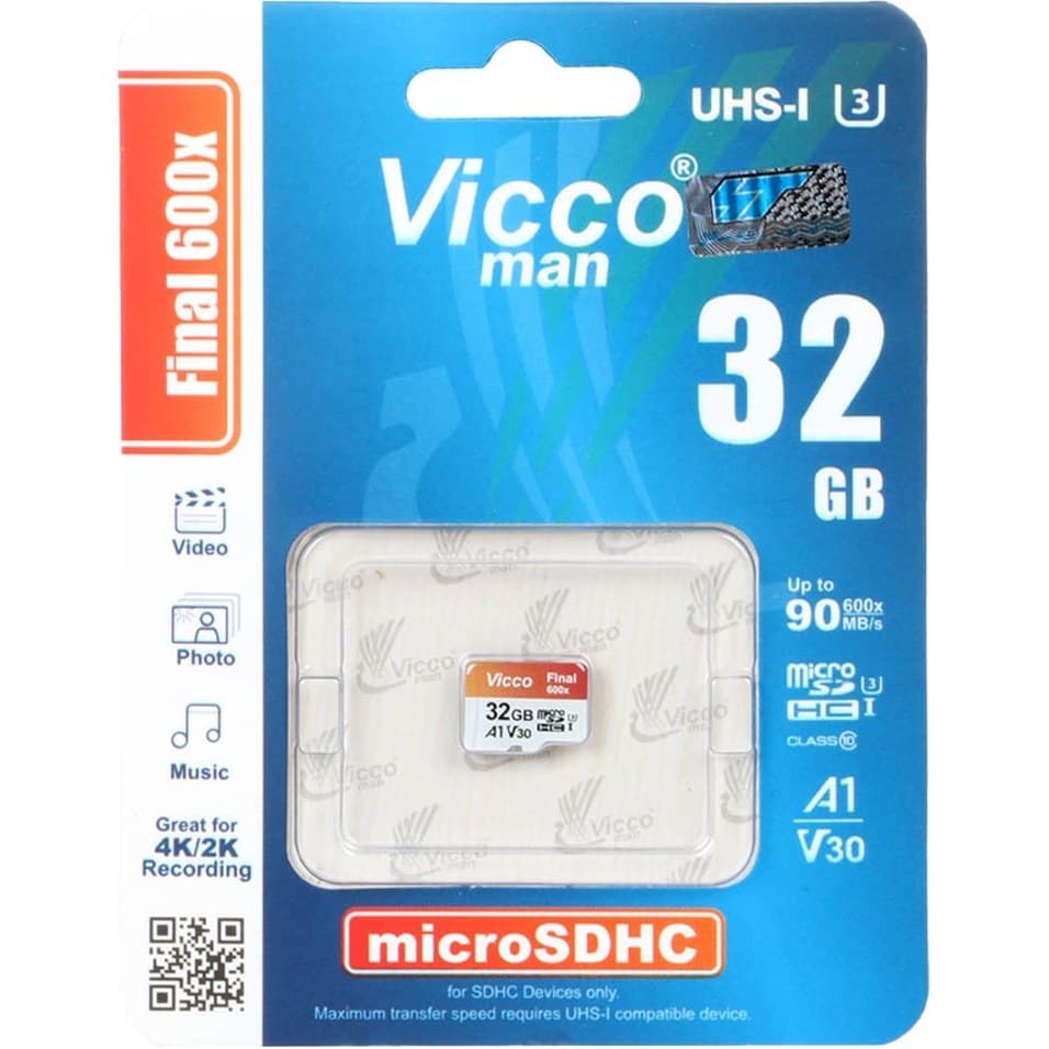 Vicco man Final 600X microSDHC UHS-I U3 Class10-90MB/s – 32GB