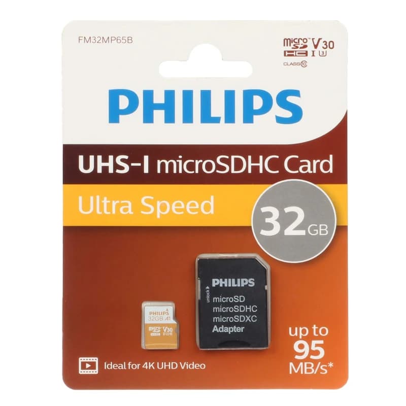 کارت حافظه MicroSDHC فیلیپس مدل Ultra Speed کلاس 10 استاندارد UHS-I U3 سرعت 95MBps ظرفیت 32 گیگابایت