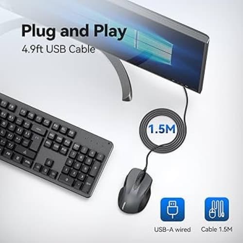 ماوس سیمی USB TECKNET — تصویر ۳