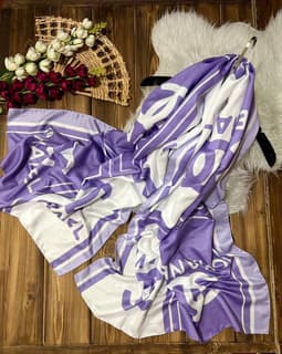 شال نخی سفید و بنفش برند شنل کد SE162