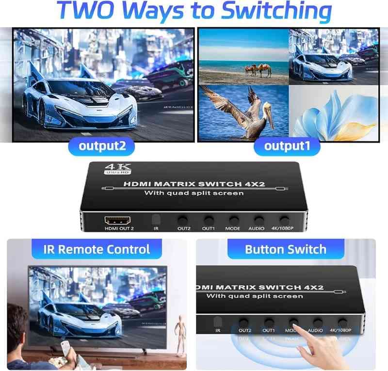 سوئیچ اسپلیتر چند نمایشگره MATRIX 4K HDMI – سوئیچ ماتریسی 4×2 — تصویر ۷